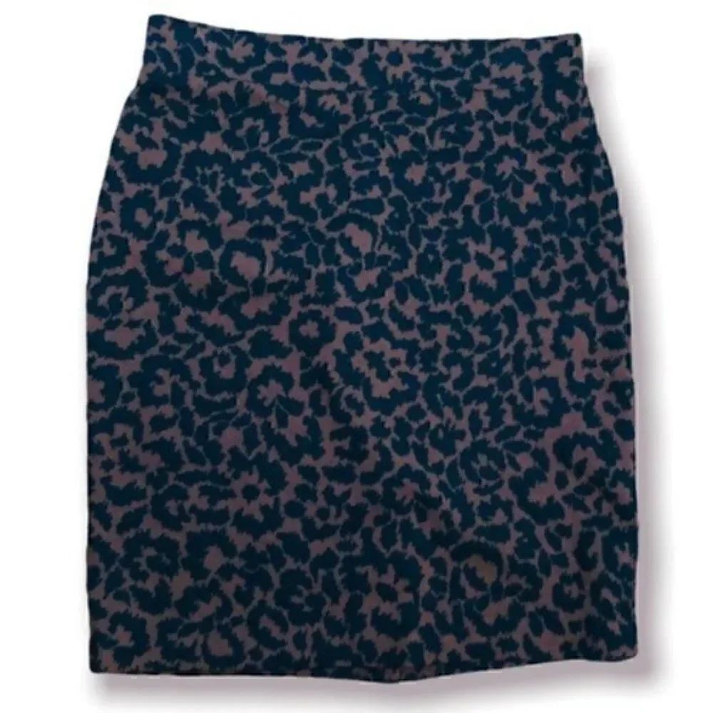 Nicole Miller Leopard Print Sweater Mini Skirt Pencil Brown M